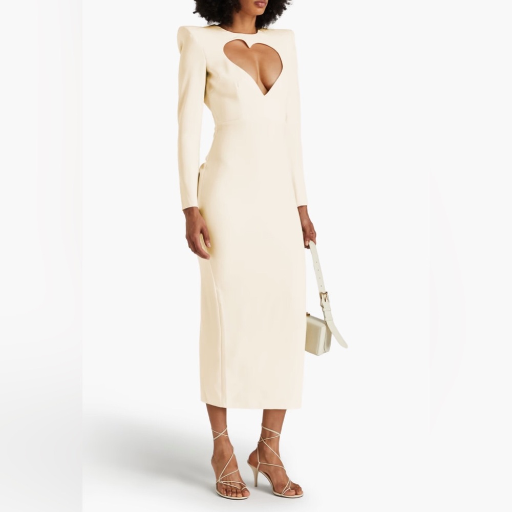 Alex Perry Monroe Heart Cutout Crepe Midi Dress